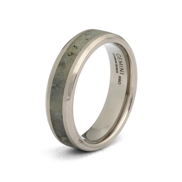 6 mm Silber-Titanring mit Larvikit-Stein - Rota Light Grey
